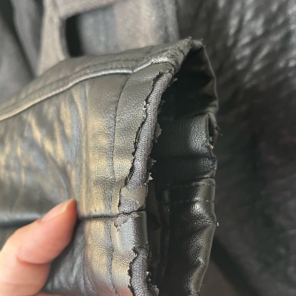 Vigoss Women’s Gray & Black Faux Leather And Wool Bomber Moto Jacket Size Large - Picture 11 of 11